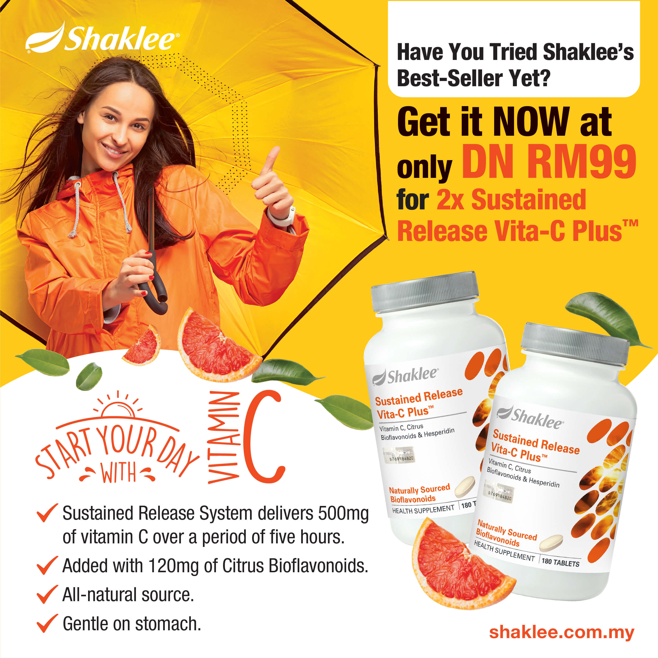 Sustained Release Vita C Plus All Natural Vitamin C Shaklee Malaysia