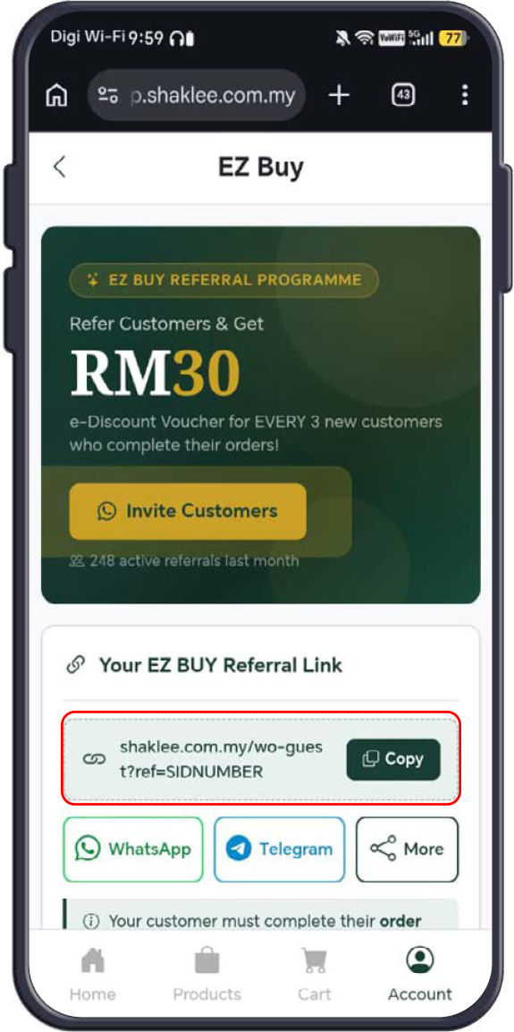 Personalised Referral Link